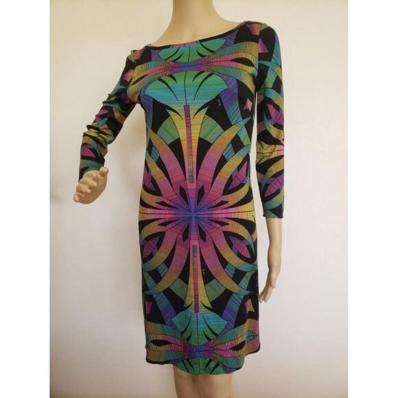 Emilio Pucci Black Multicolor Signature Print Belted Dress 4 US - Picture 6 of 10